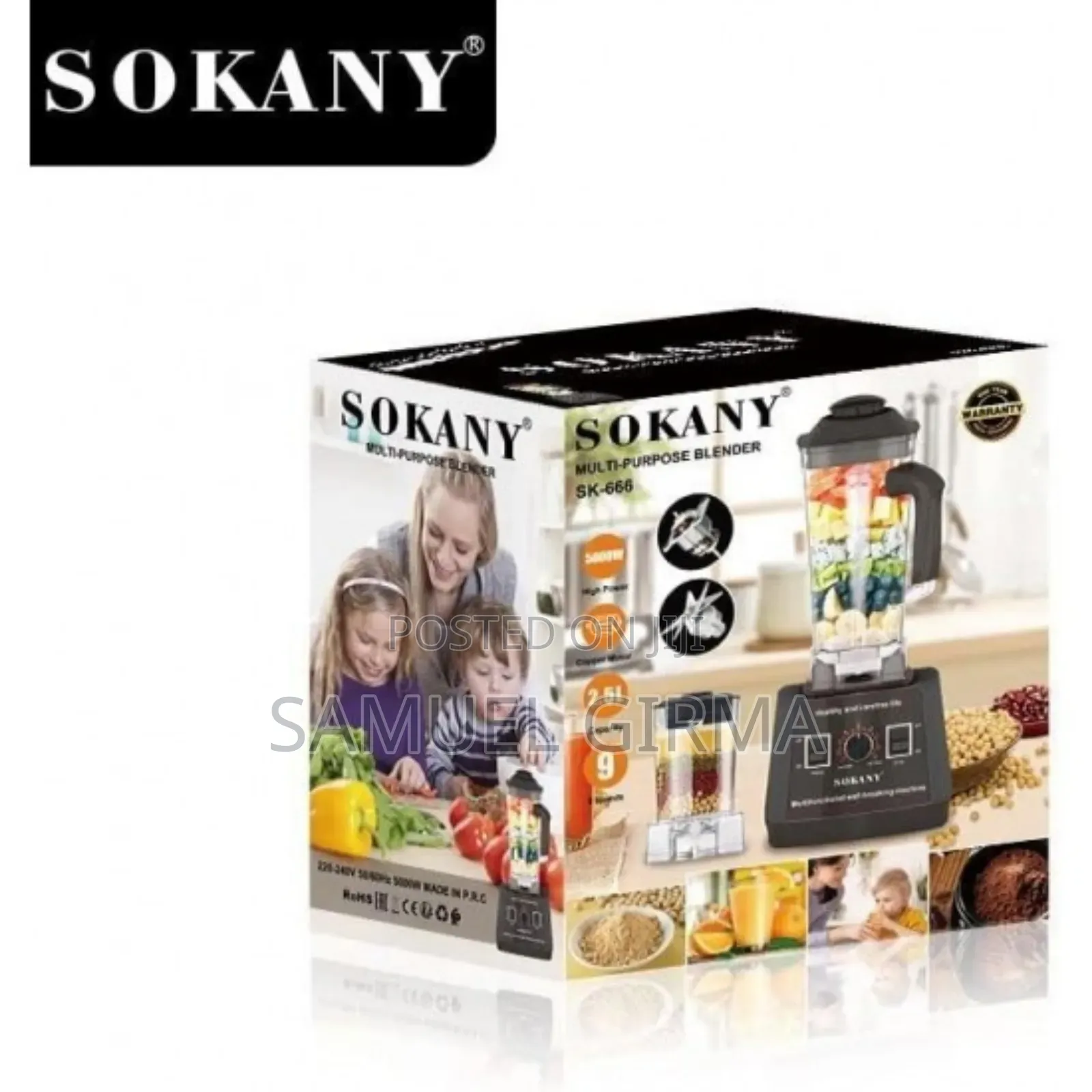 High Power Copper Motor 2in1 Sokany Multifunctional Food Processor