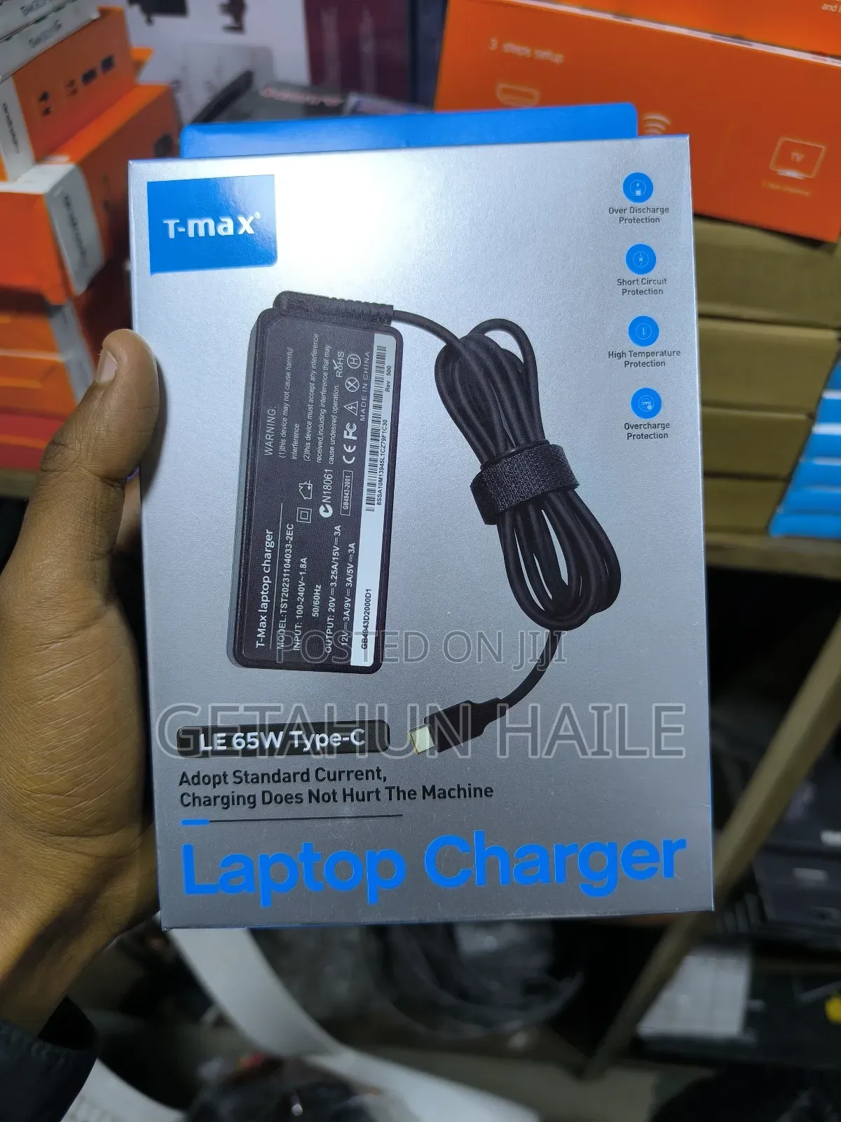 T-Max 65w Type-C Laptop Charger (Lenovo Pc 65watt Type C Charger)