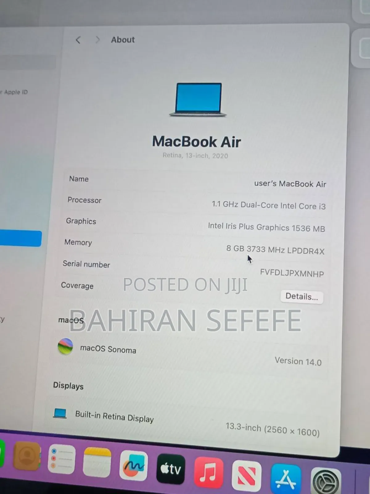 Laptop Apple MacBook 2020 8GB Intel Core I3 SSD 256GB