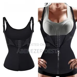 Photo - Black Neoprene Waist Trainer Vest With A Zipper Closure.