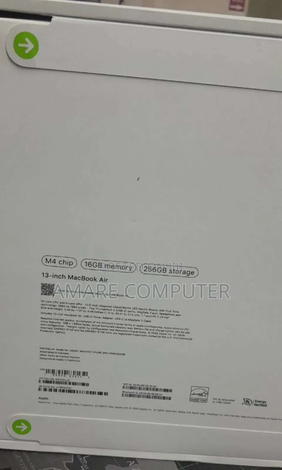 New Laptop Apple MacBook Air 2025 M4 13-Inch 16GB Apple M4 SSD 256GB