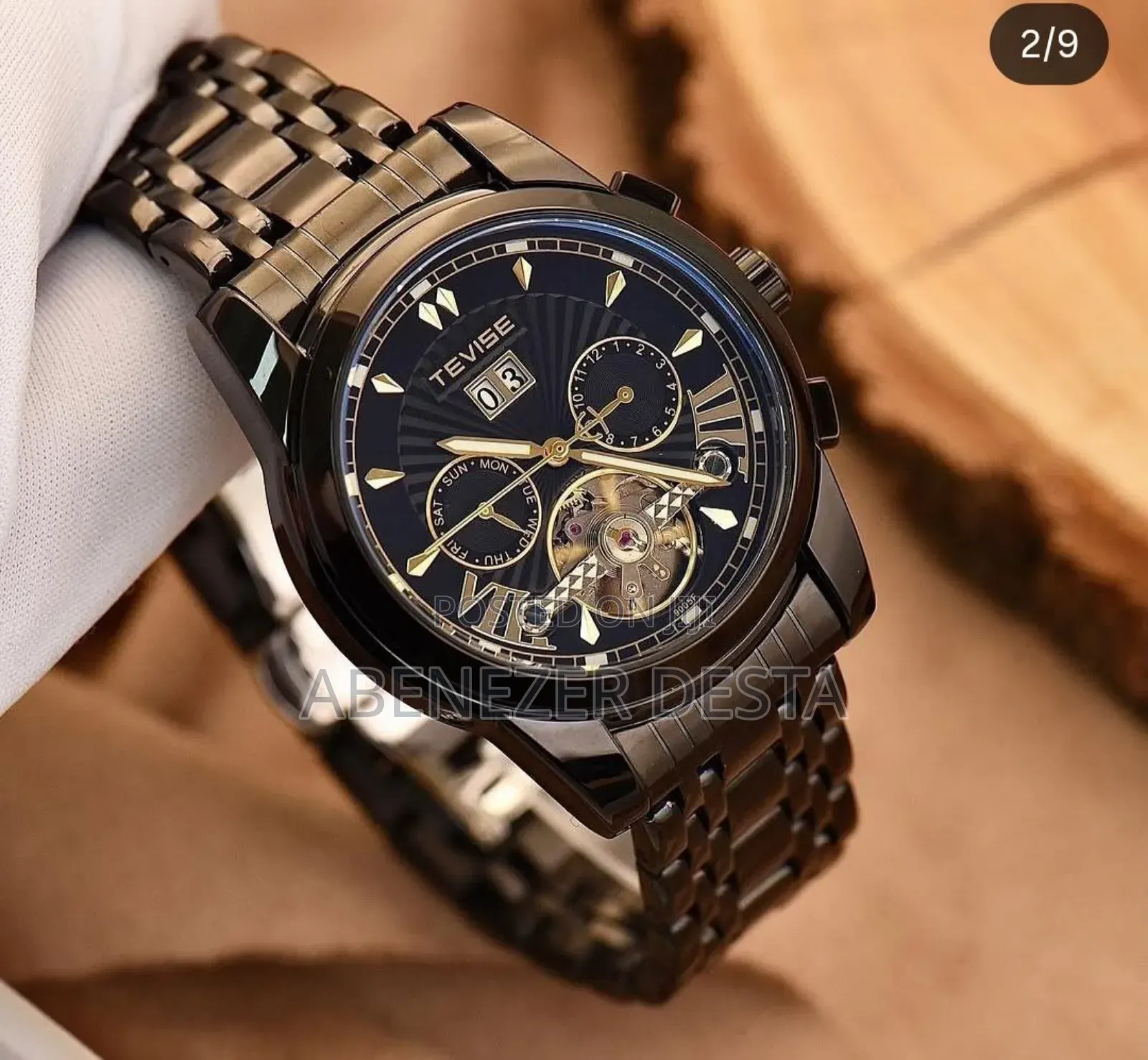 Tevise Automatic Mechanical Watch With a Stainless Steel Band