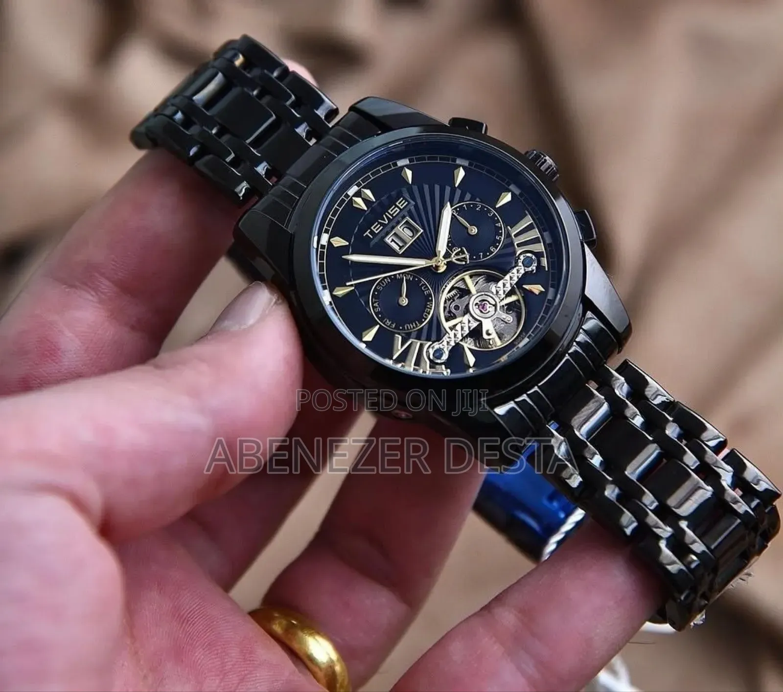 Tevise Automatic Mechanical Watch With a Stainless Steel Band