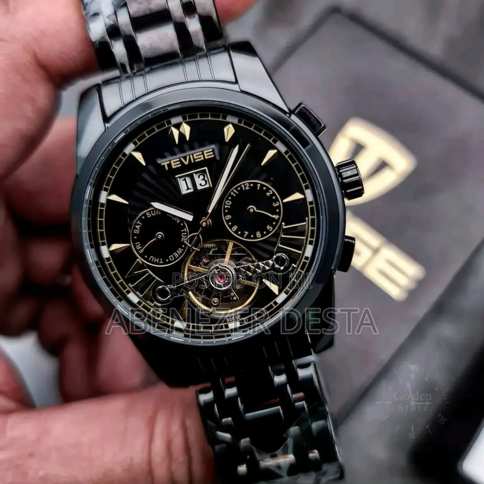 Tevise Automatic Mechanical Watch With a Stainless Steel Band