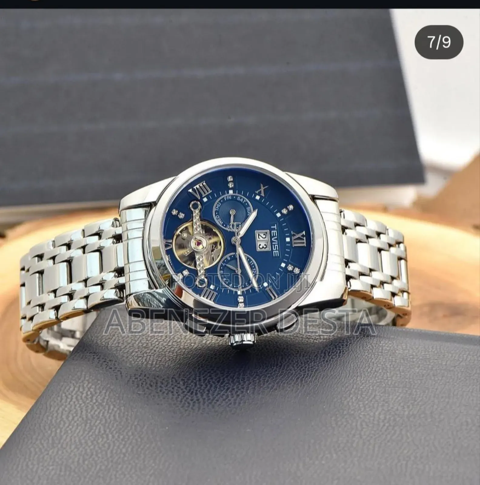 Tevise T9005a-F Automatic Mechanical Watch With a Blue Dial, Stainless