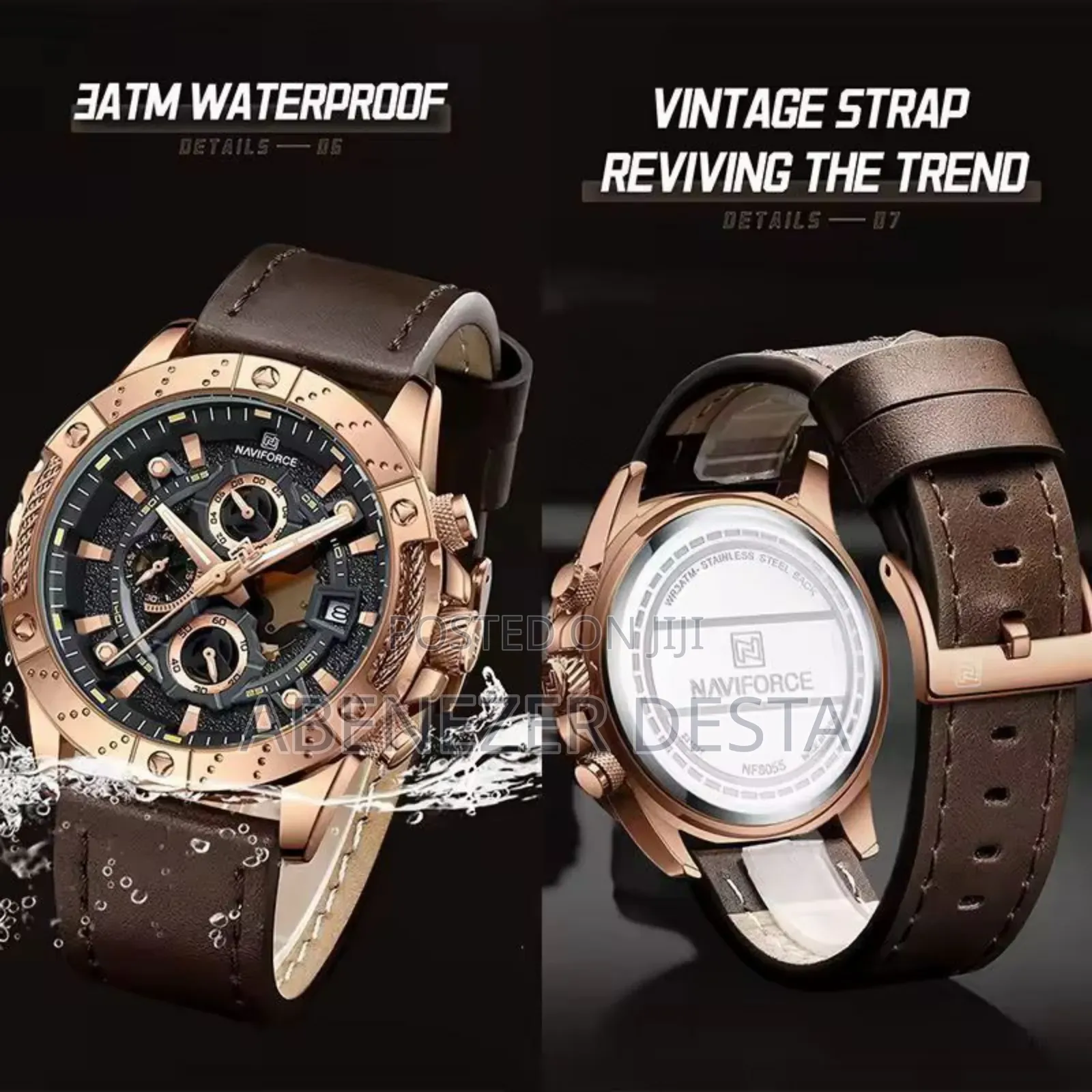 Naviforce Nf8055 Men Watch Luxury Brand Quartz Watches Genuine Leather