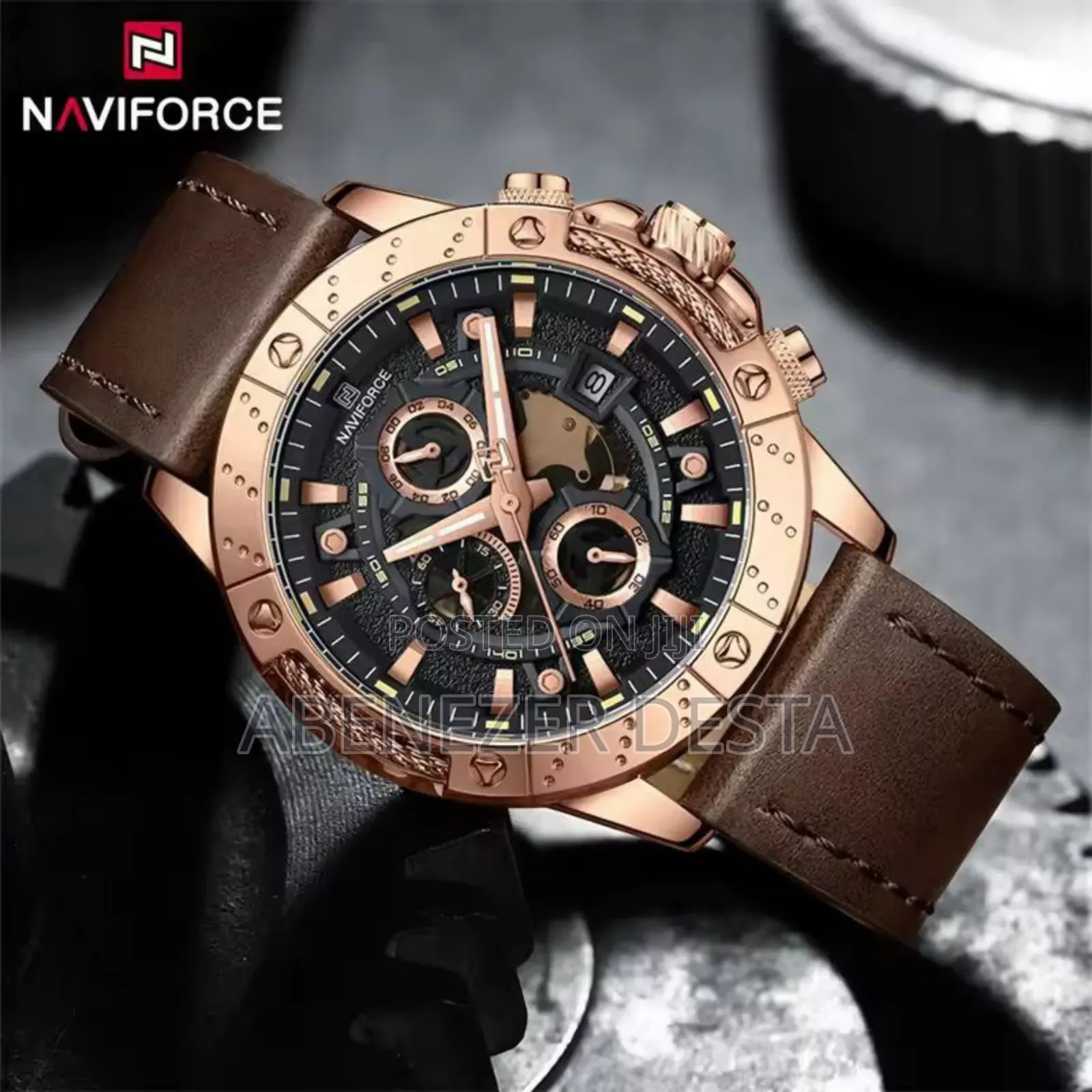 Naviforce Nf8055 Men Watch Luxury Brand Quartz Watches Genuine Leather