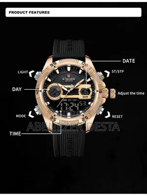 Nf9223 Black-Rosegold Silicone Strap Digi-Analog Mens Watch