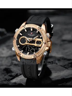 Nf9223 Black-Rosegold Silicone Strap Digi-Analog Mens Watch