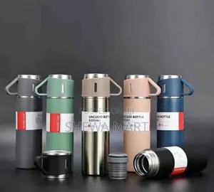 Photo - Vacuum Flask Set It Has One Vacuum Bottle 500ml and 3 Cups Each 160ml