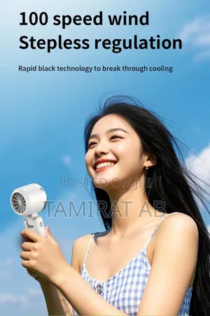 Lk99 Rechargeable Handheld Fan With Foldable Stand and Compact Size