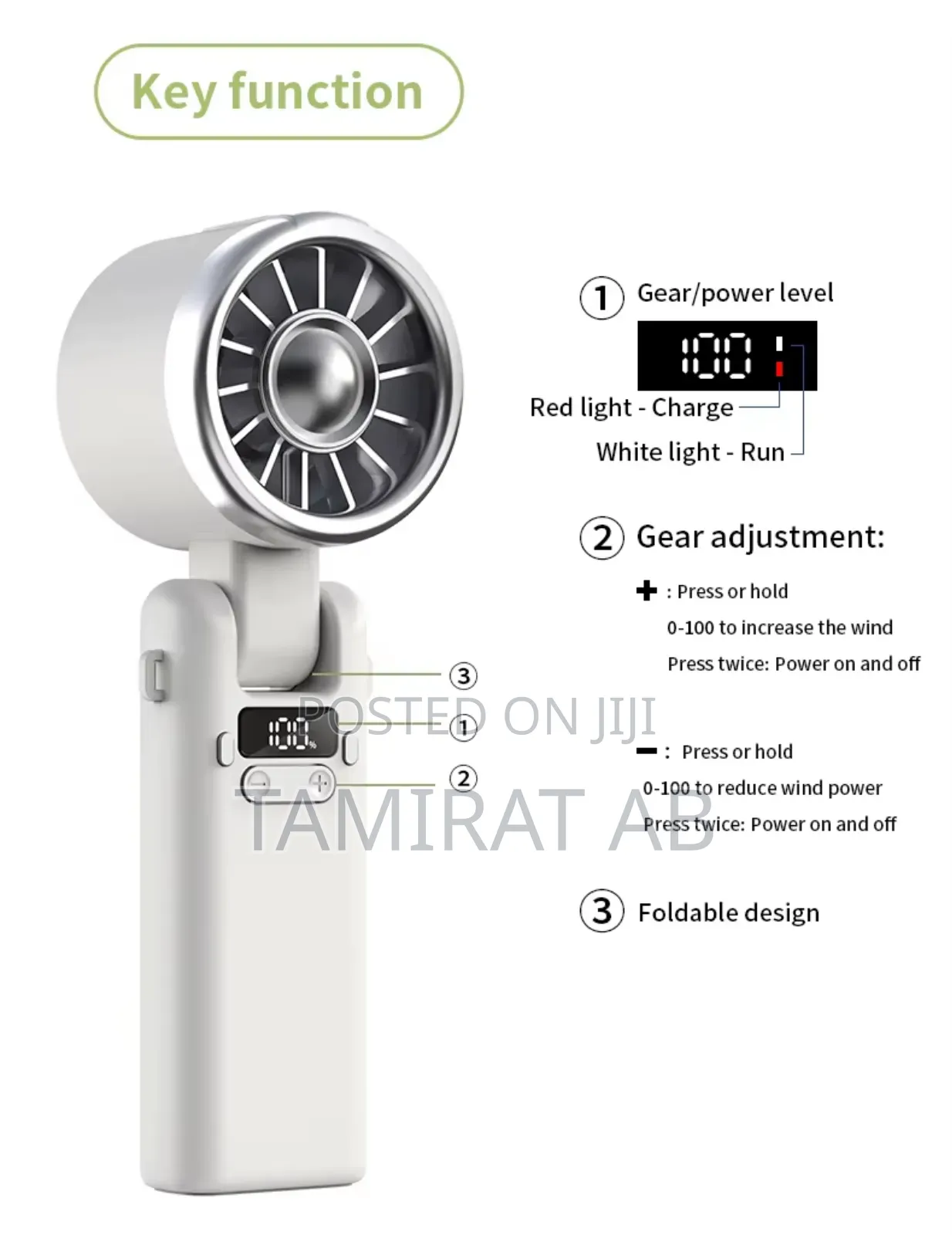 Lk99 Rechargeable Handheld Fan With Foldable Stand and Compact Size