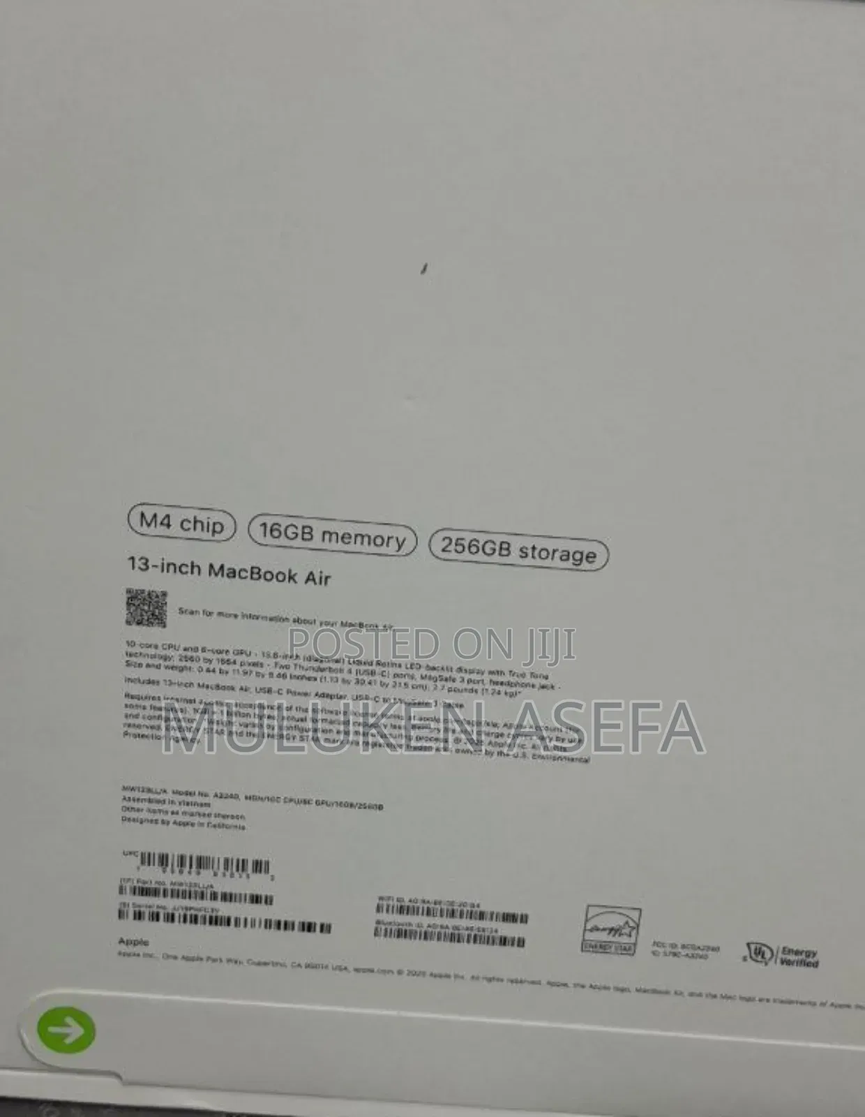 New Apple MacBook Air 2025 M4 13-Inch 16GB Apple M4 Pro SSD 256GB