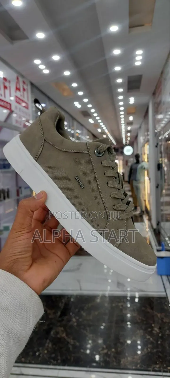 Boss High Master Quality Lather Smooth Flat Shoes for Gray Color