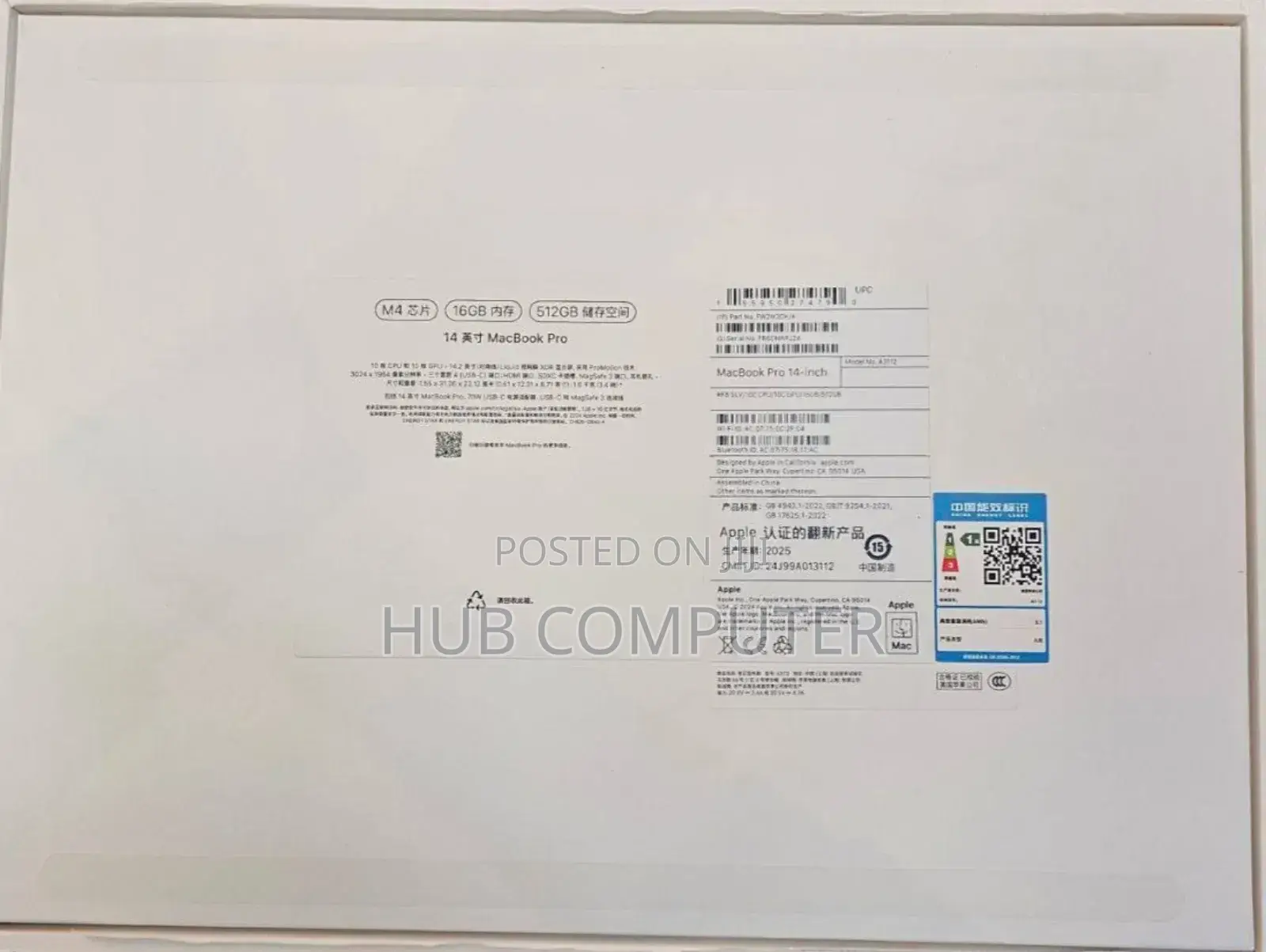 New Laptop Apple MacBook Pro 2024 M4 14-Inch 16GB Apple M4 SSD 512GB