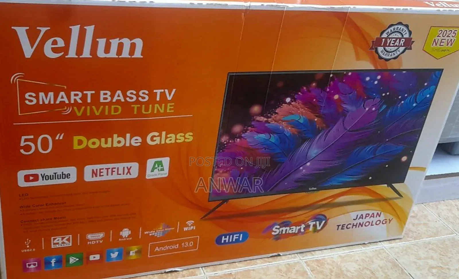 Vellun 50" Double Glass Smart Tv