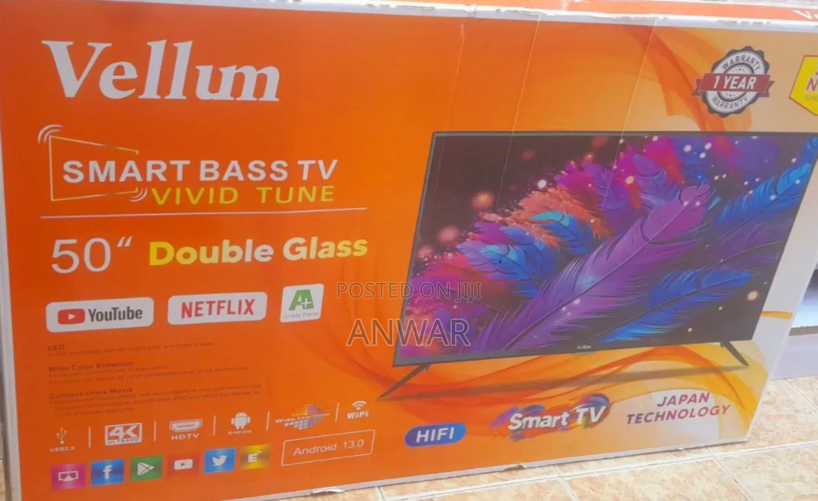 Vellun 50" Double Glass Smart Tv