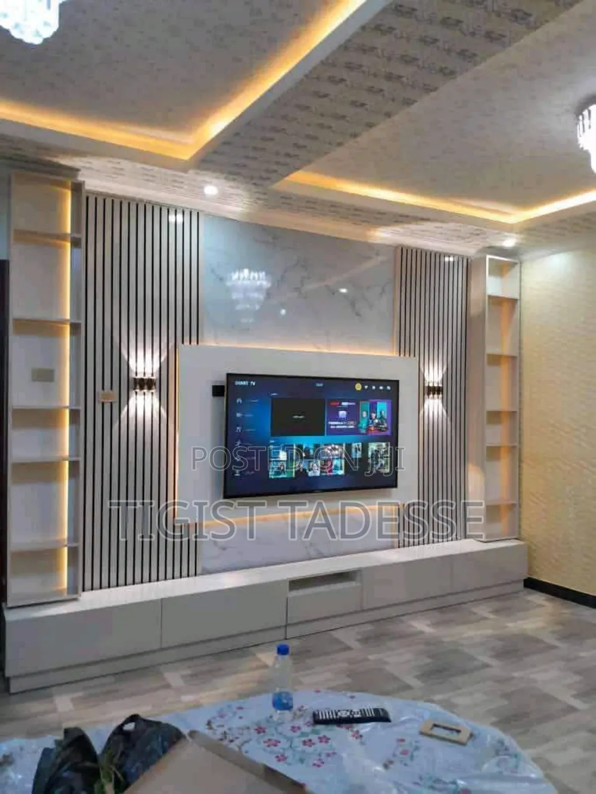 Modern Tv Unit With a Strong Frame Spacious Shelves for Accessories