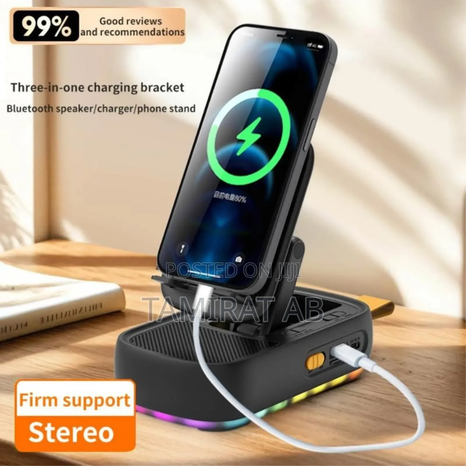 3-in-1 Foldable Phone Holder With Bluetooth Speaker Power Bank