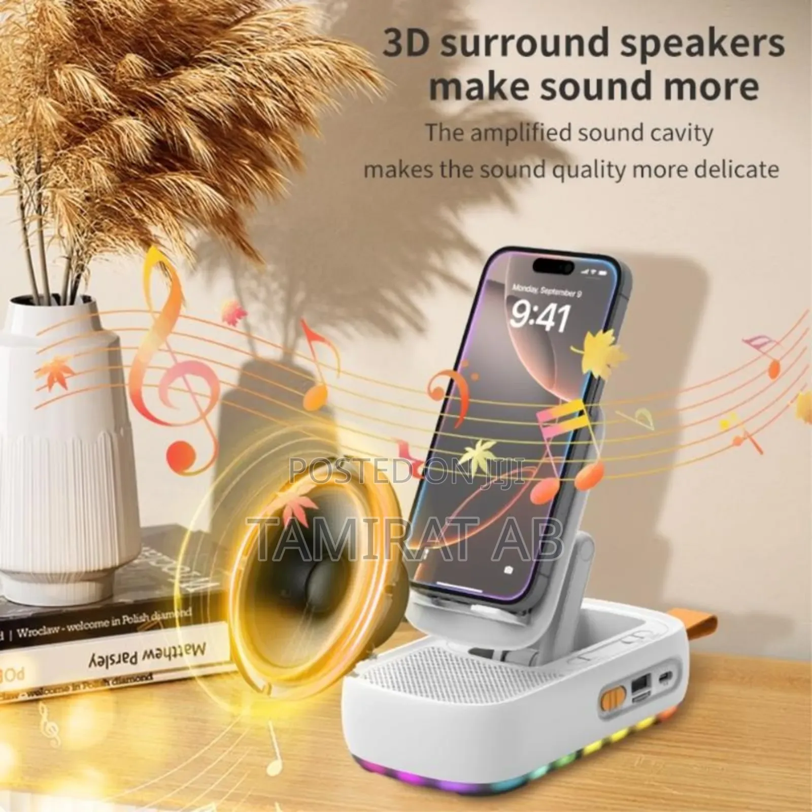 3-in-1 Foldable Phone Holder With Bluetooth Speaker Power Bank