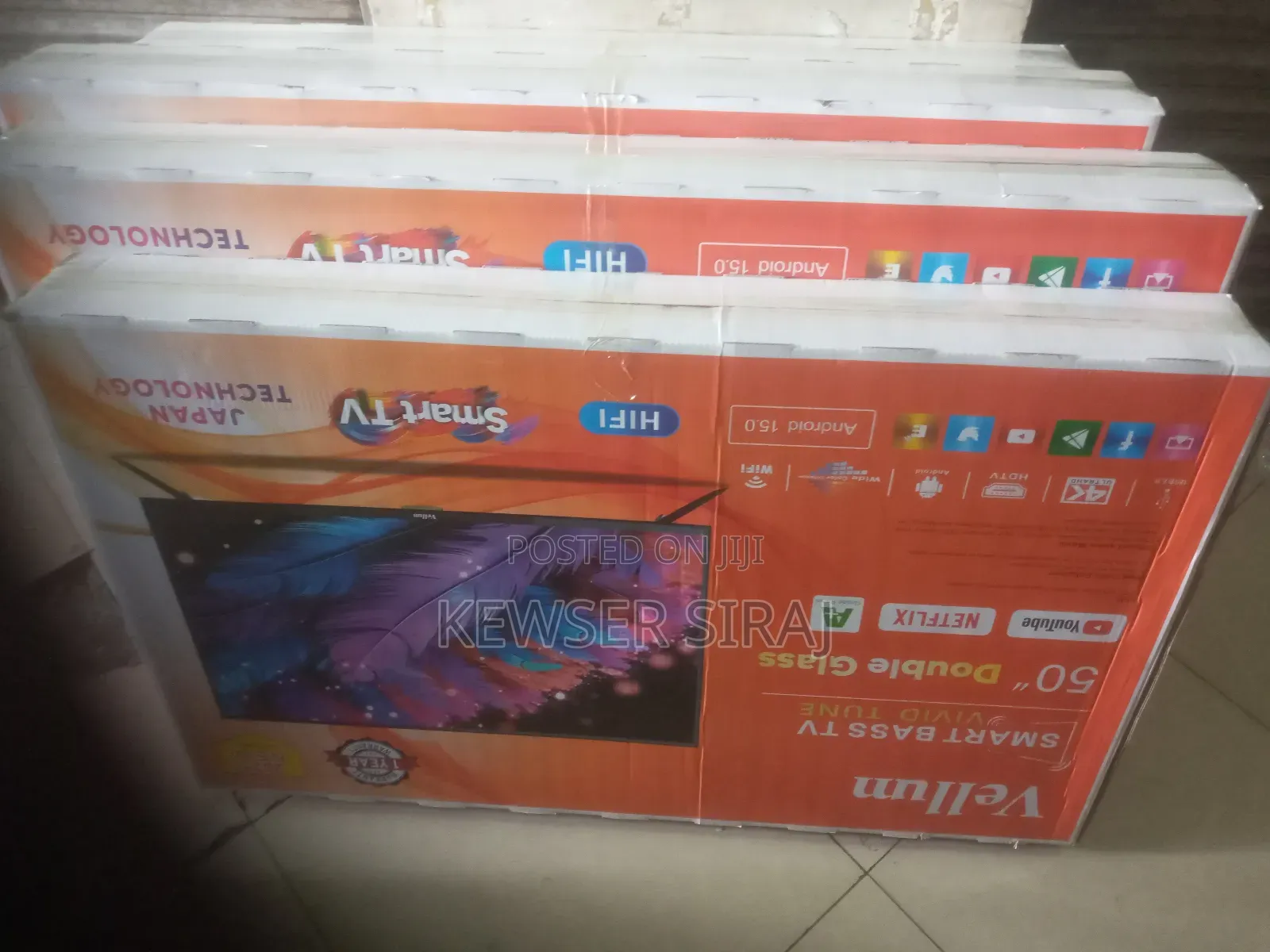 Vellum 50inch Tv Smart4k Android Double Glass Bluetooth Functions