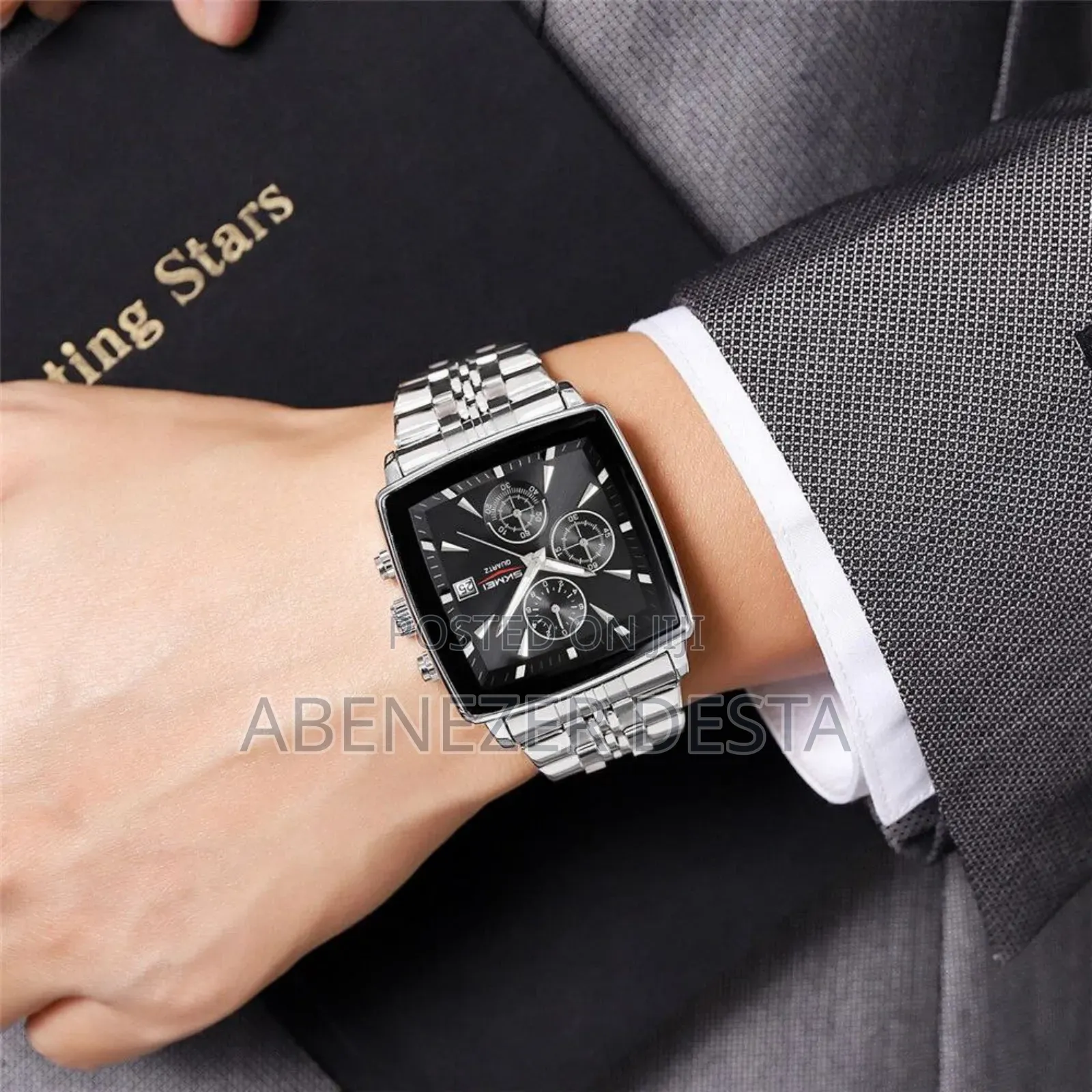 Stainless Steel Skmei Men's Quartz Chronograph With a Square Black