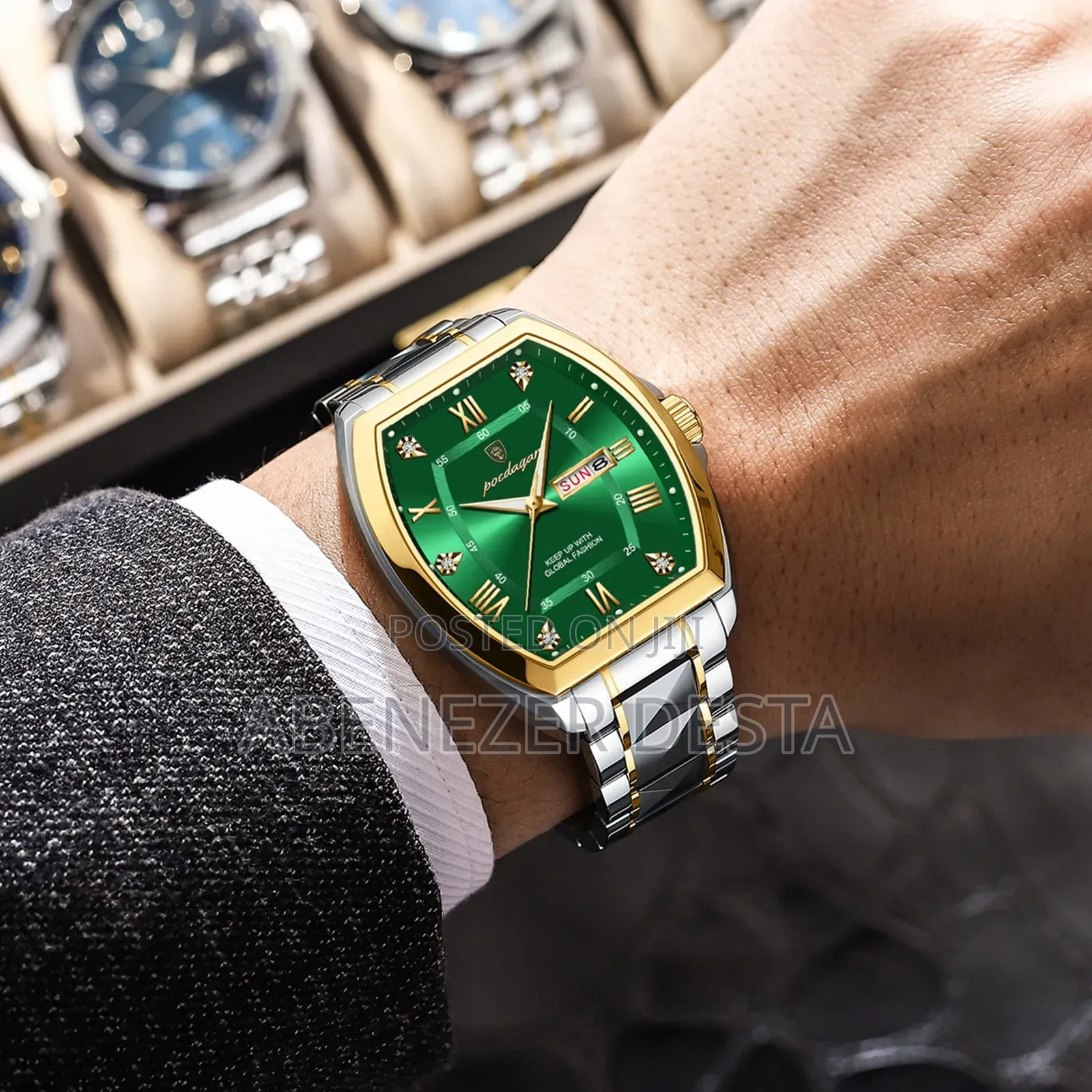 Green Poedagar Luxury Stainless Steel Men's Quartz Watch