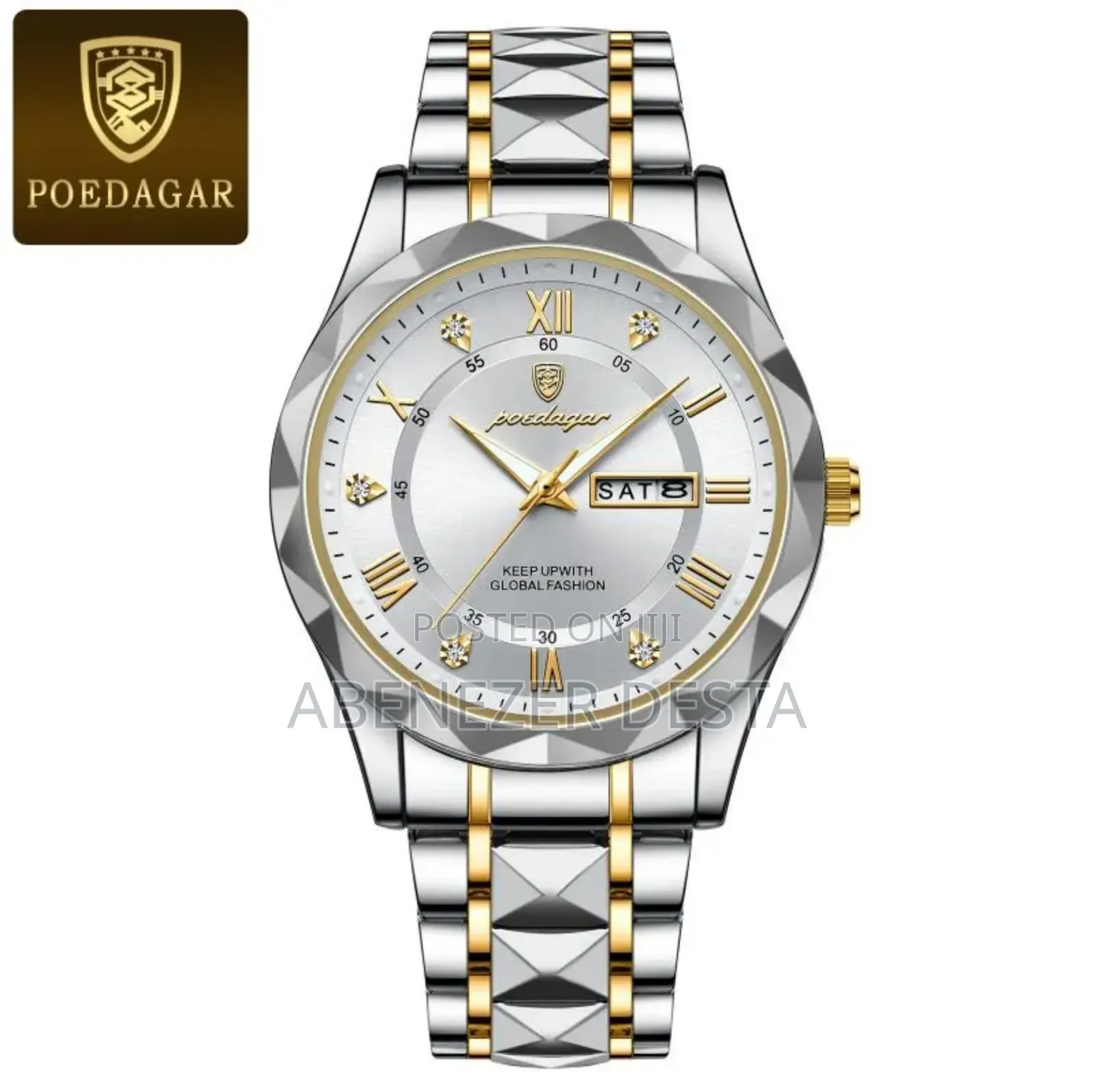 Poedagar Men's Luxury Quartz Watch (Silver and Gold) Stainless Steel