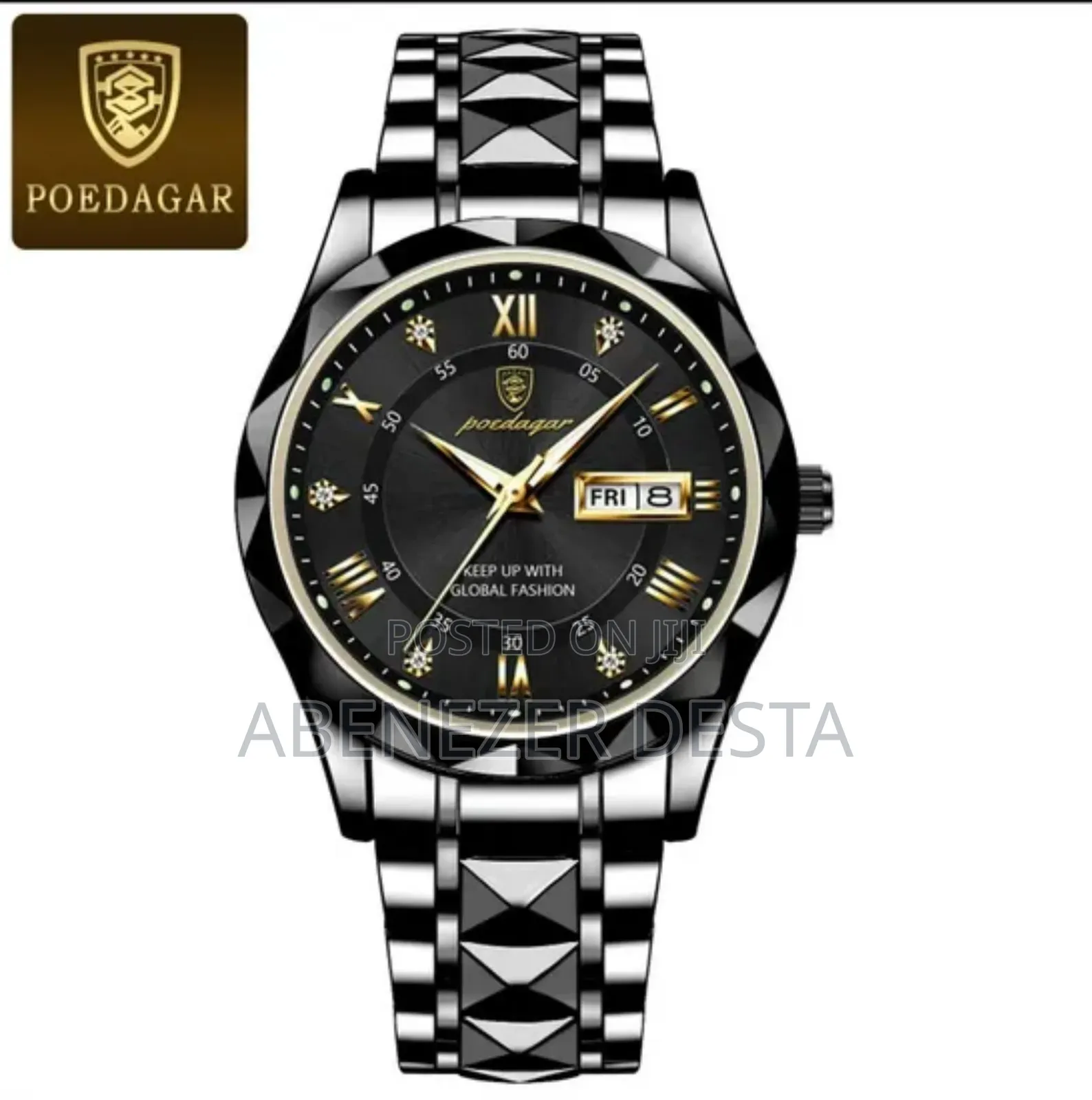 Full Black Poedagar Luxury Men's Quartz Wristwatch.
