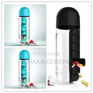 Portable Pill Case With Water Bottle -perfect For Travel - Easy To Use