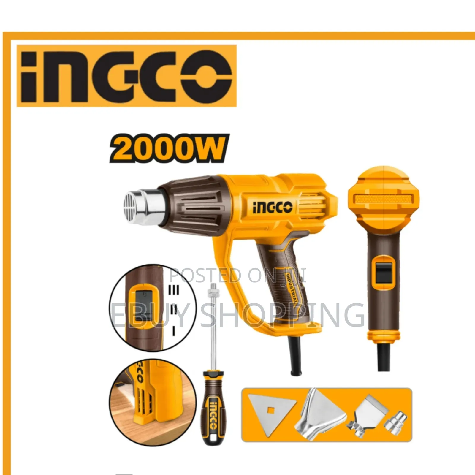 Ingco Variable Temperature Heat Gun - 2000w Power