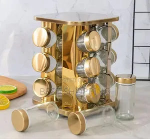 Photo - 12 Jar Rotating Spice Carousel 360° Rotating Spice Set የቅመማ ቅመም ማስቀመጫ