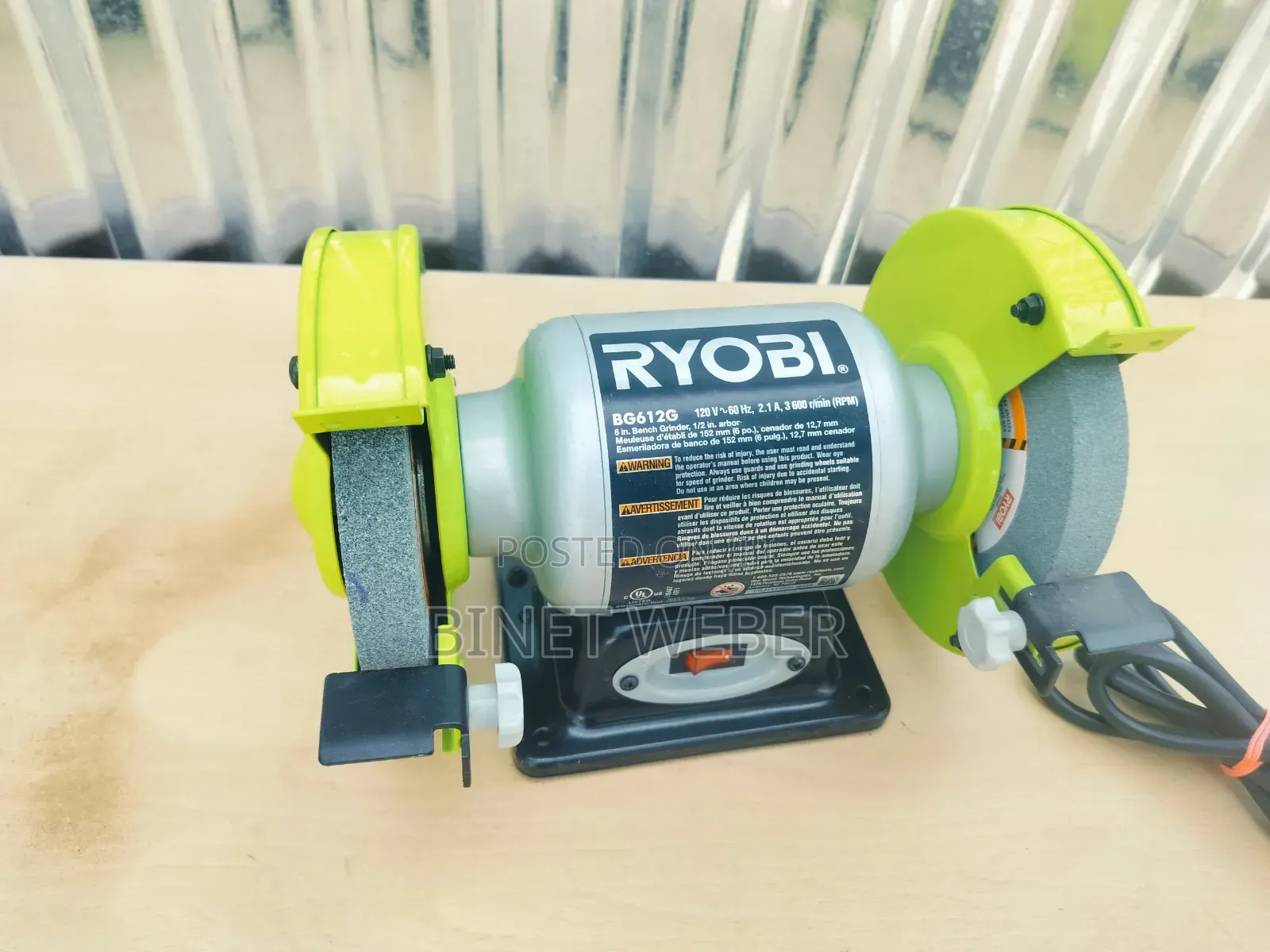 Bench Grinder Ryobi Brand Use With Converter 120 V, 60hz
