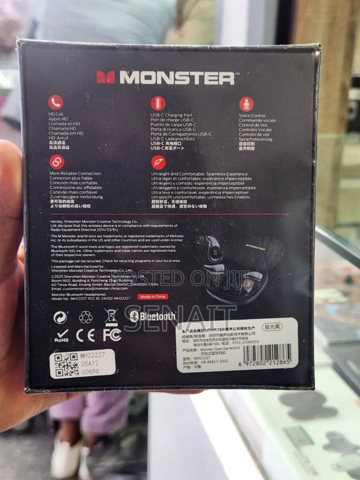 Monster Open Ear Ac510 Bluetooth Headphones – Air-Conduction, 25h Play