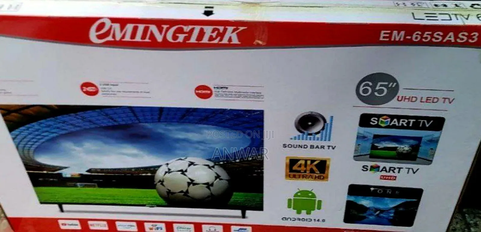 Emingtek 65" Uhd Smart Android Tv New