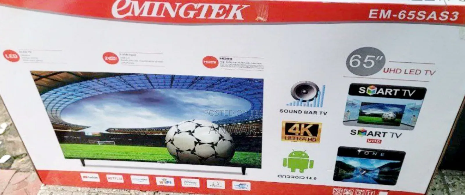 Emingtek 65" Uhd Smart Android Tv New