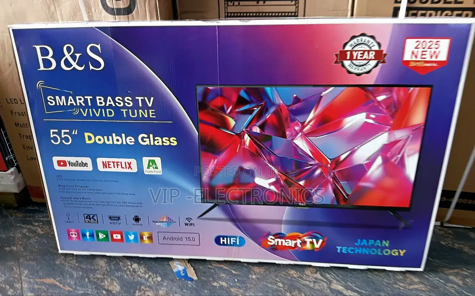 B S 55 Inch Tv Smart Android 15.0 Nwe 2025 Model
