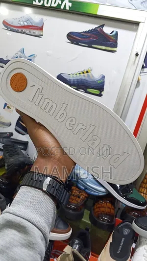 This Is Apaire of Timberland Sneakers With Amulticoloerd Shoes