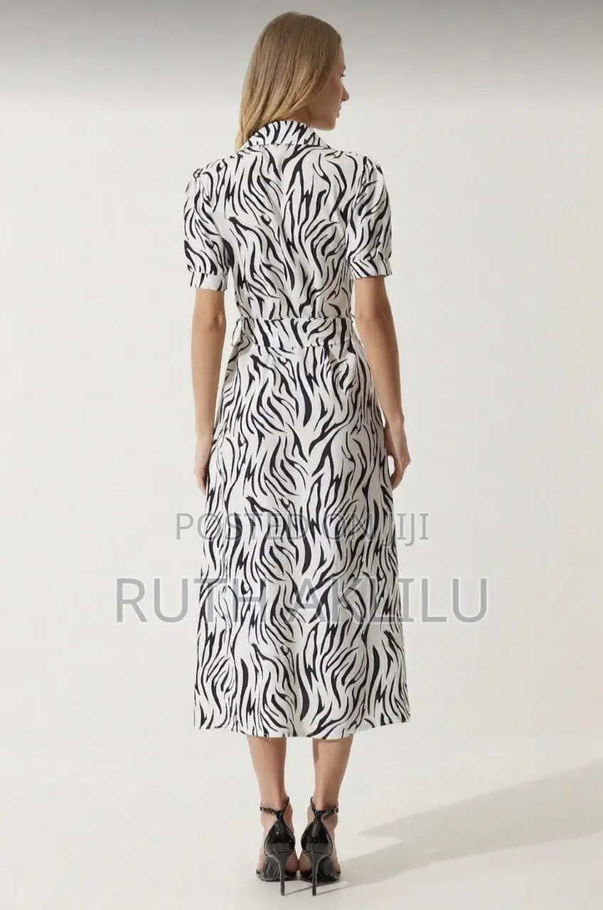 Womens Black And White Summer Shirt Dress