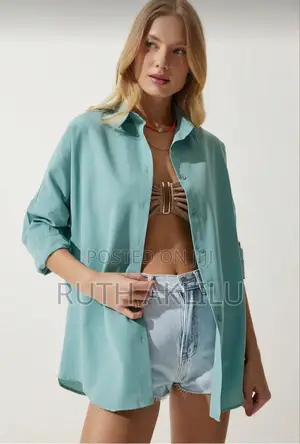 Photo - Women Oversized Long Basic Shirt