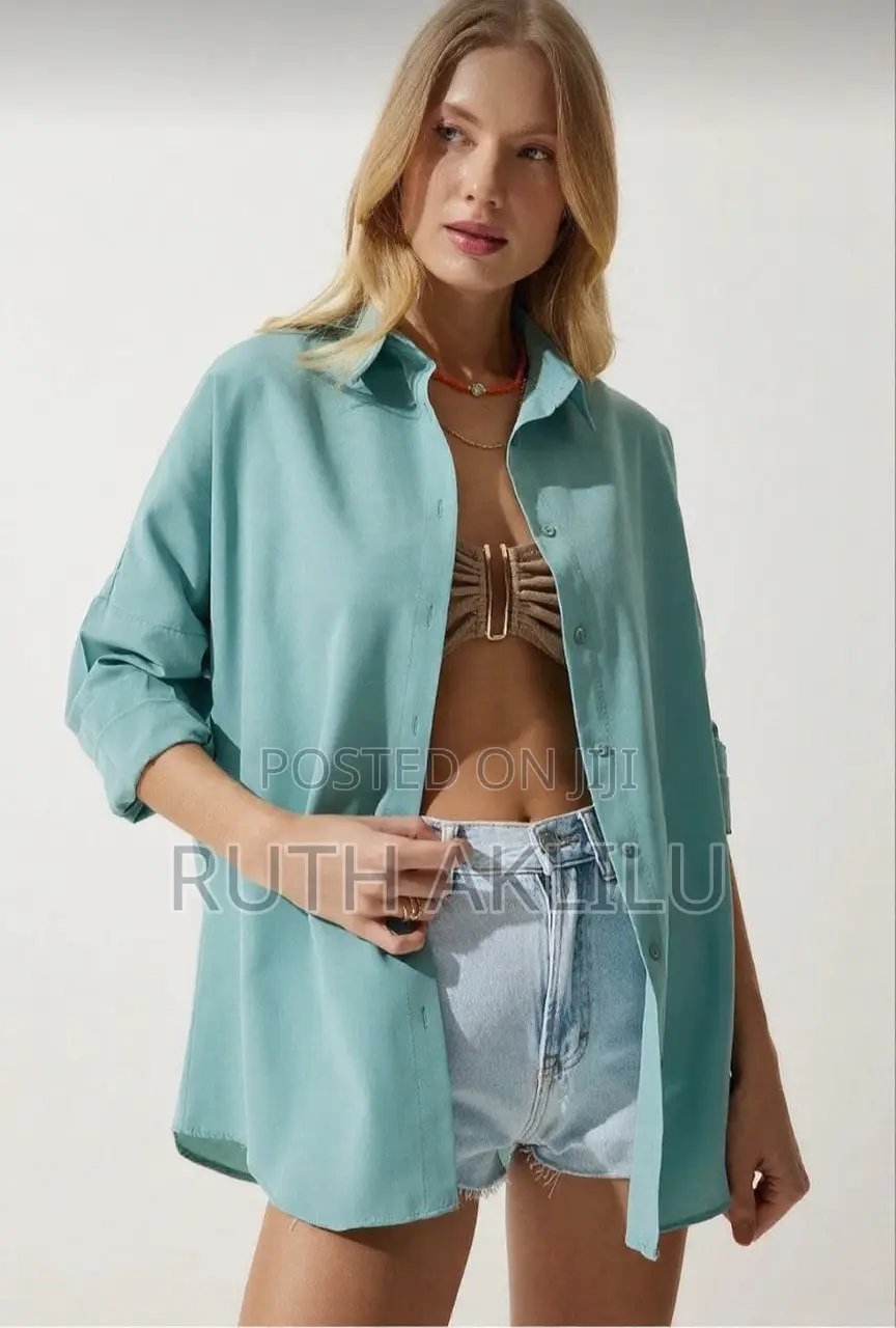 Women Oversized Long Basic Shirt
