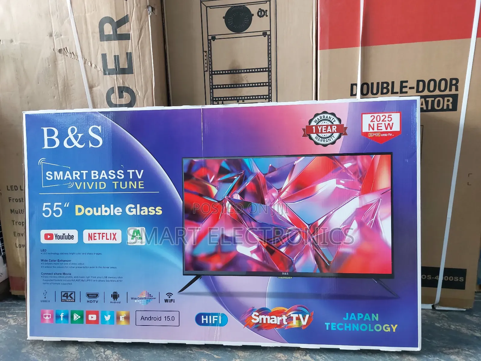 B S 55 Inch Smart Android Tv New Arrival 2025 Youtube and Wifi Access