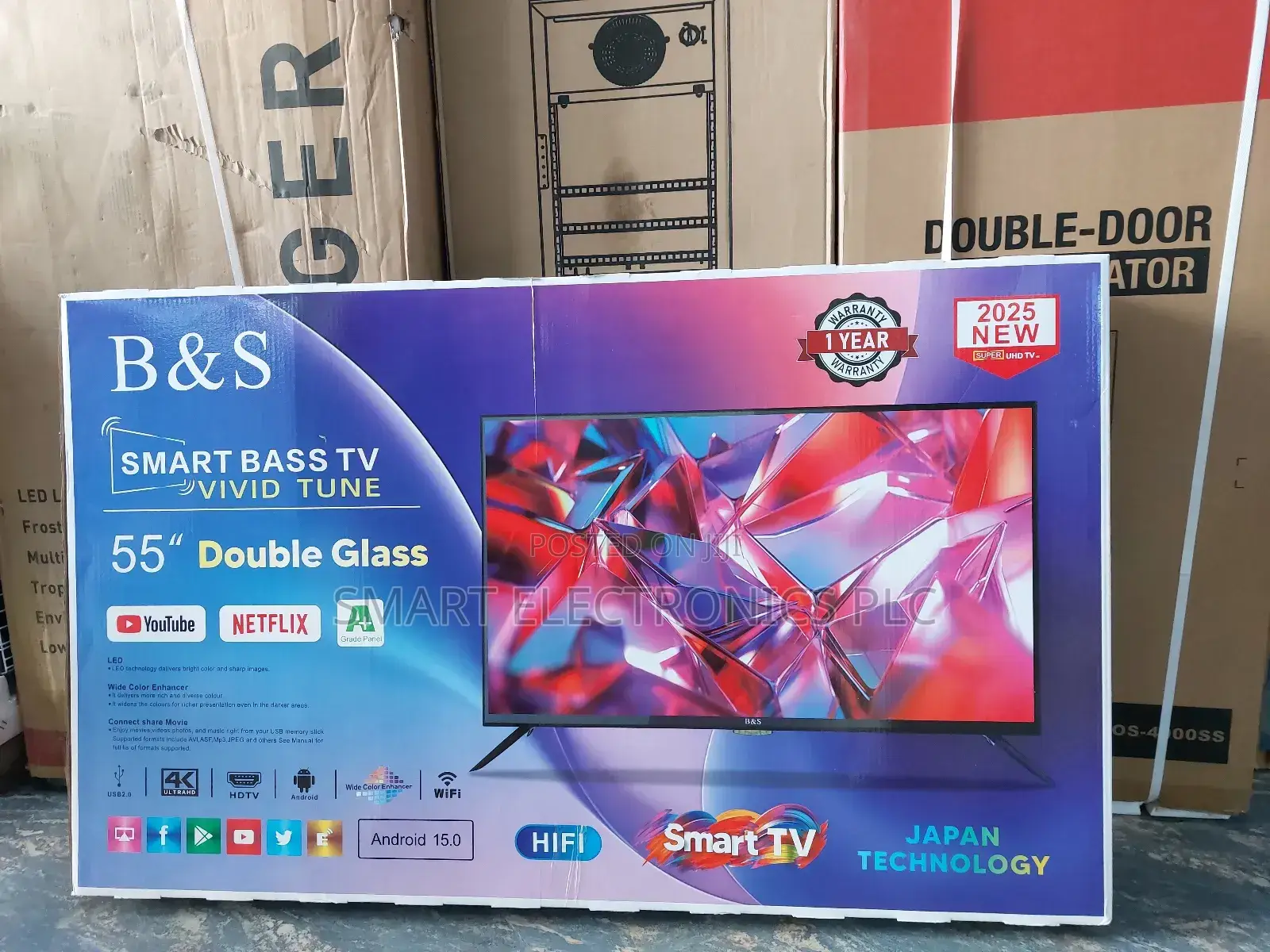 B S 55 Inch Smart Android Tv New Arrival 2025 Youtube and Wifi Access