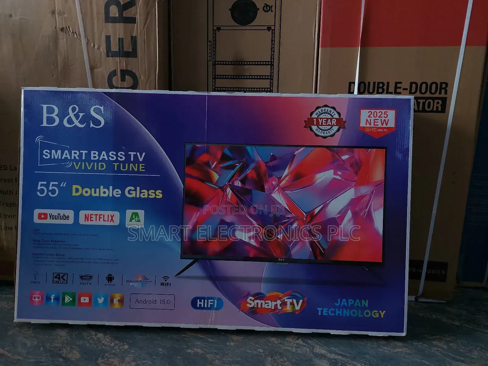B S 55 Inch Smart Android Tv New Arrival 2025 Youtube and Wifi Access