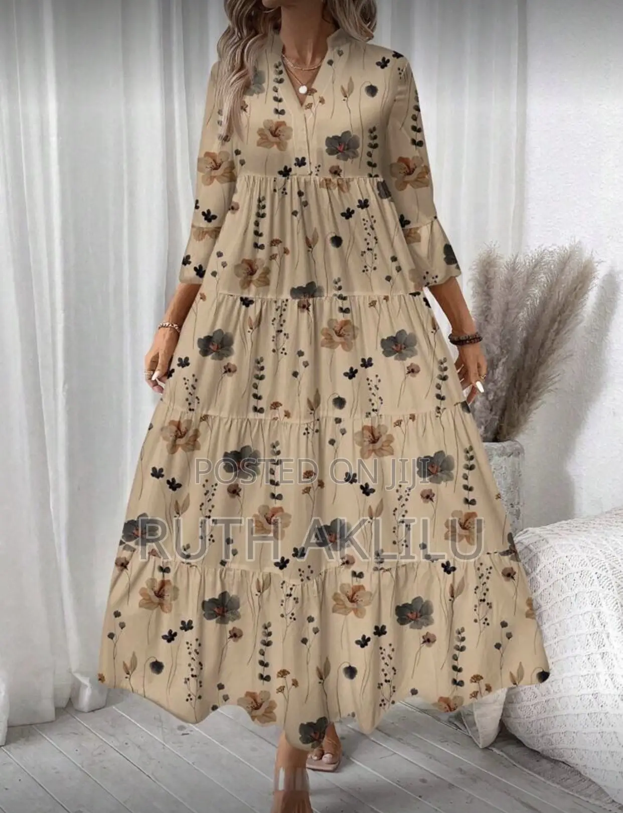 Elegant Casual Vintage Floral Pattern Dress