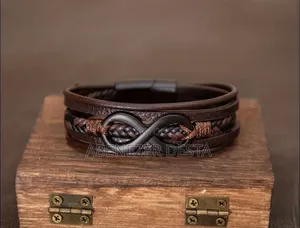 Photo - Brown Multi-Layer Braided Leather Bracelet With an Infinity Symbols