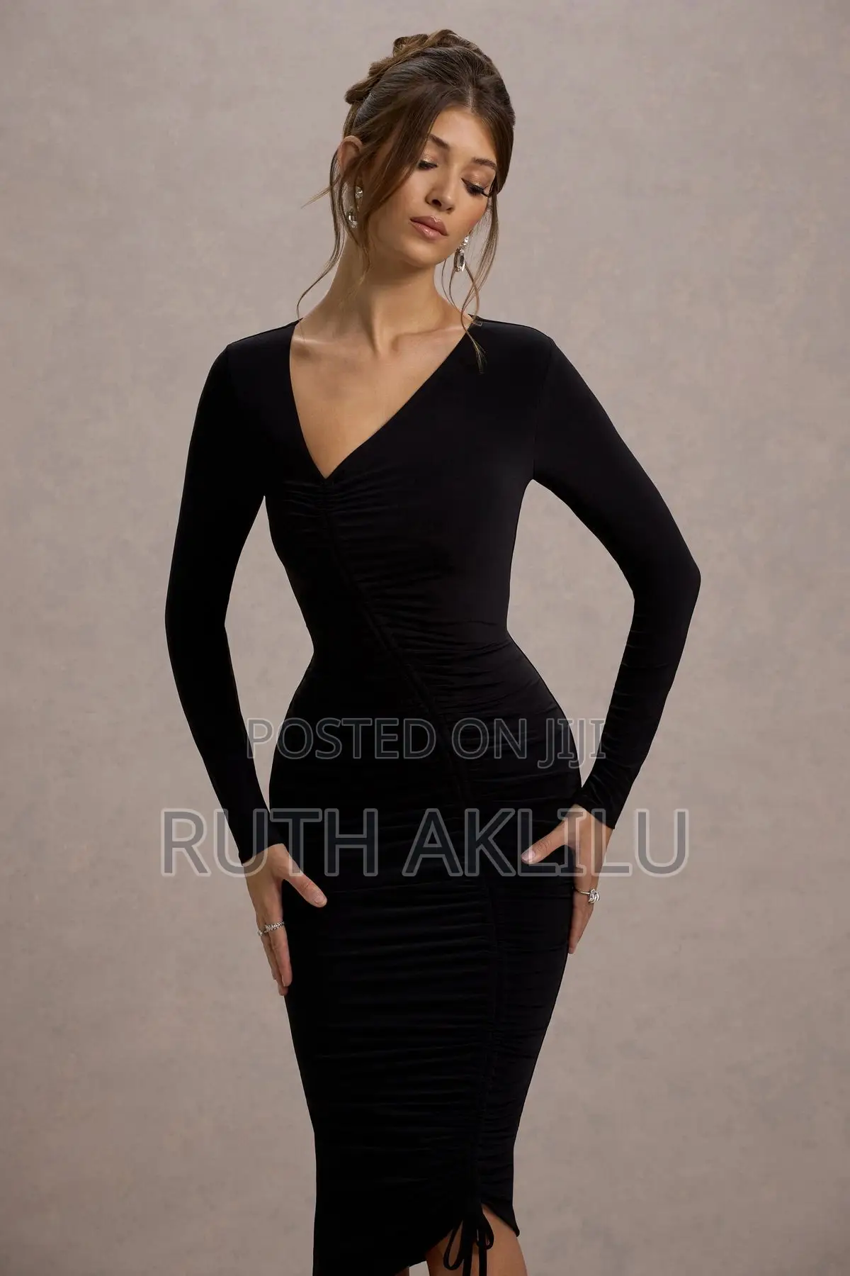 Women Full Sleeve Midi Length Bodycon Dress