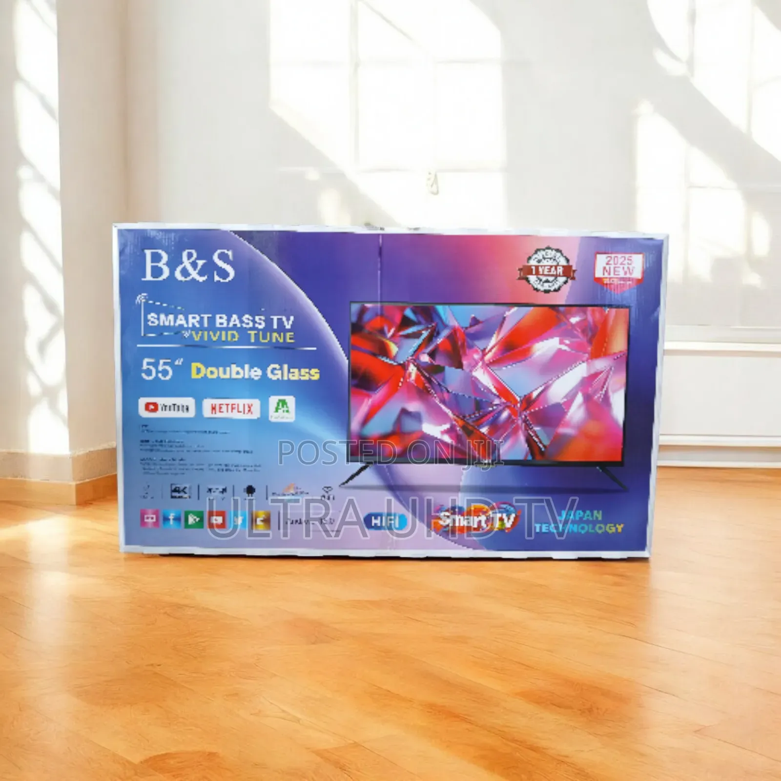 B S 55 Inch Smart Double Glass Uhd Tvfull Function Remote Control