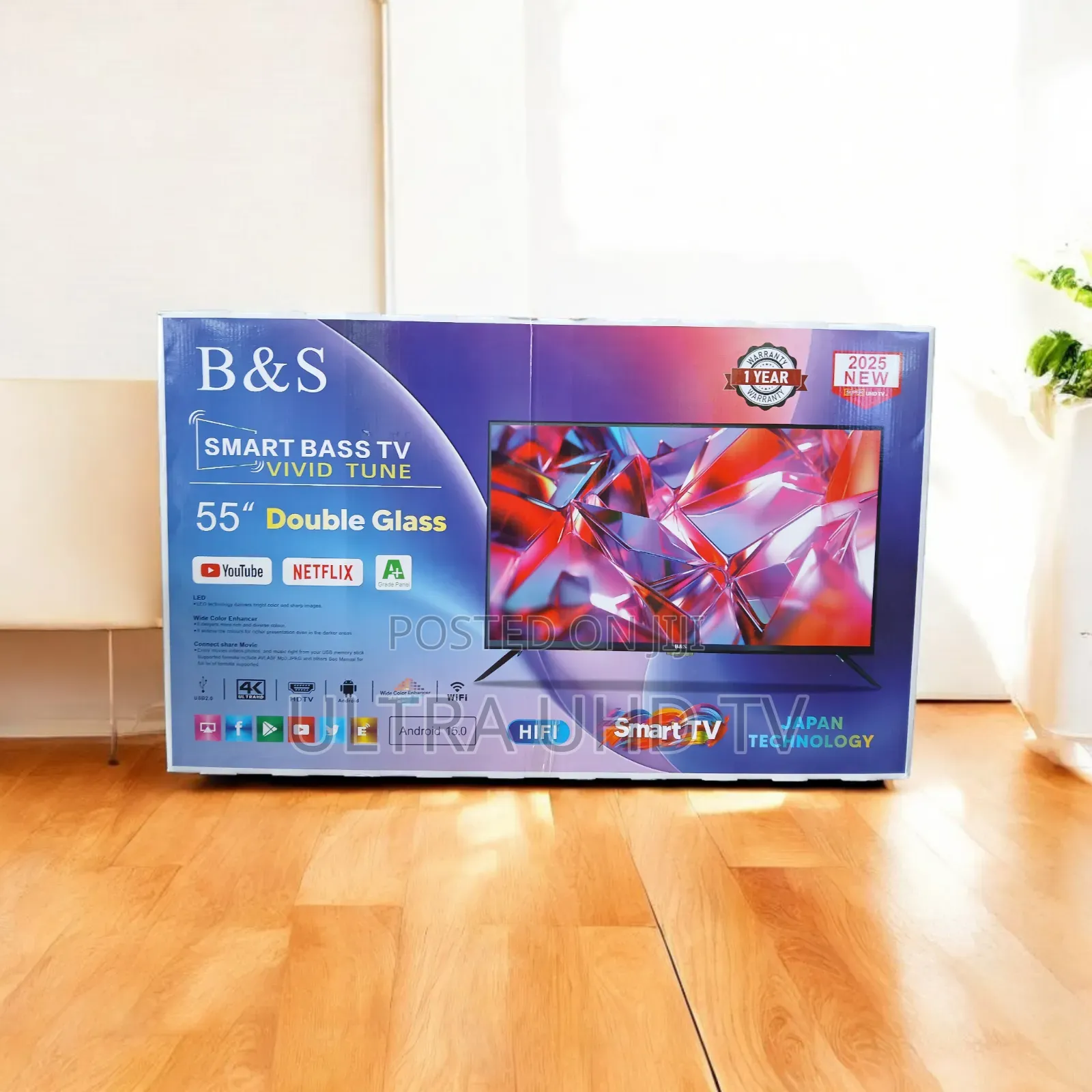 B S 55 Inch Smart Double Glass Uhd Tvfull Function Remote Control
