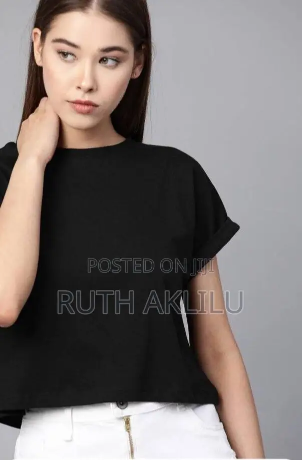 Women Solid Round Neck Pure Cotton T Shirt